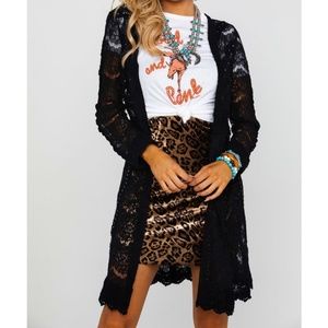 NWOT Vocal Women's Black Crochet Studded Duster